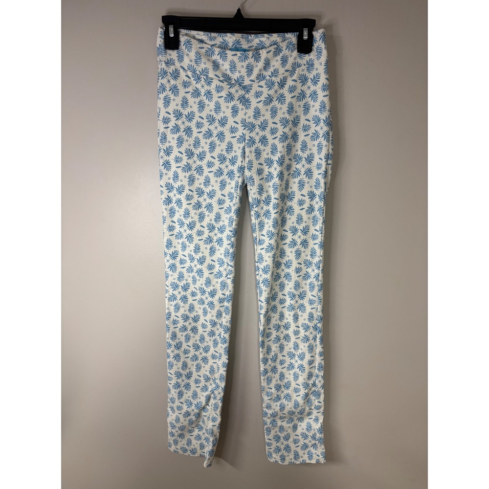 J McLaughlin Women's Size 0 Tall Leggings Blue Leaf‎ Print Stretch Casual Pants